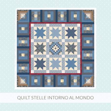 Cartamodello PDF Quilt - Stelle Intorno al Mondo - 78 x 78 pollici