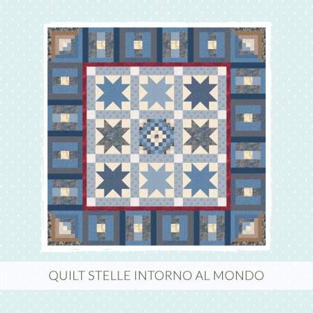 Cartamodello PDF Quilt - Stelle Intorno al Mondo - 78 x 78 pollici Roberta De Marchi - 1