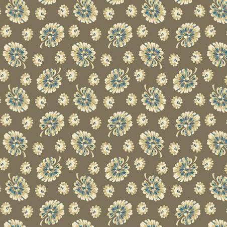 Cocoa Blue Monstera Ochre, tessuto tortora con foglie chiare - Edyta Sitar