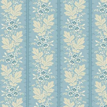 Cocoa Blue Magnolia Baby Blue, tessuto azzurro baby con greche verticali - Edyta Sitar