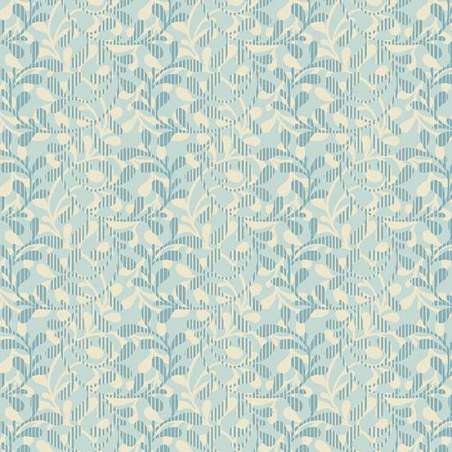 Cocoa Blue Boxwood Periwinkle, tessuto pervinca con foglie di bosso - Edyta Sitar