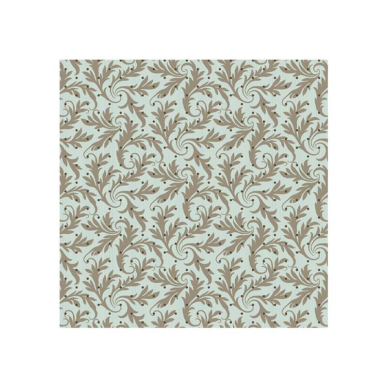 Cocoa Blue Eucalyptus Carribean, tessuto azzurro chiaro con piccole foglie - Edyta Sitar Andover Fabrics - 1