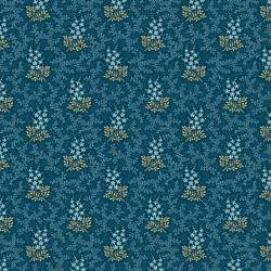 Cocoa Blue Mountain Laurel Indigo, tessuto indaco con rametti di alloro - Edyta Sitar Andover - 1