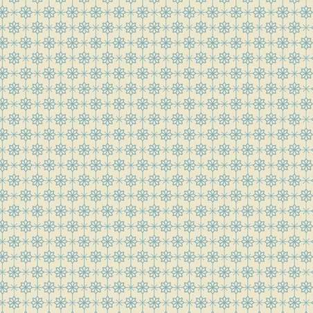 Cocoa Blue Iron Gate Baby's Breath, tessuto crema con grafica geometrica azzurra - Edyta Sitar