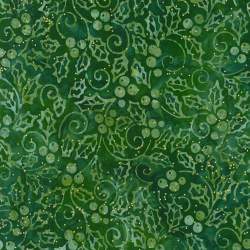 Artisan Batiks: Christmastime Evergreen, Tessuto Verde Natale con Agrifoglio - Robert Kaufman Robert Kaufman - 1