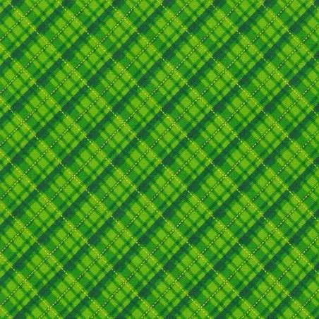 Holiday Charms Green, Tessuto Verde Scozzese - Robert Kaufman