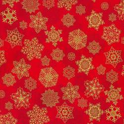 Holiday Flourish-Snow Flower Crimson, Tessuto Rosso Cremisi con Fiocchi di Neve - Robert Kaufman Robert Kaufman - 1