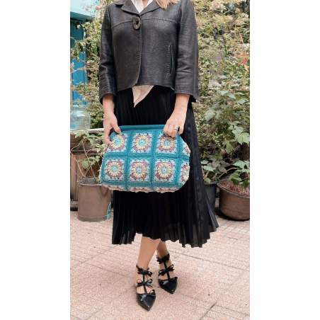 Borsa Granny a Uncinetto con Chiusura Clutch - Kit in Cotone