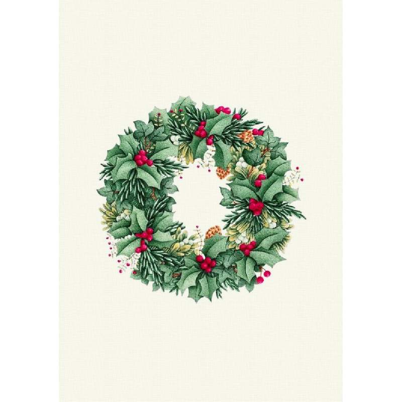 Ghirlanda di Natale con Bacche Rosse- Stampa su Tessuto Roberta De Marchi - 1