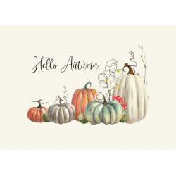 Hallo Autumn con Zucche- Stampa su Tessuto