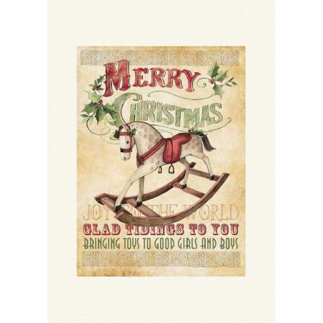 Merry Christmas con Cavalluccio- Stampa su Tessuto