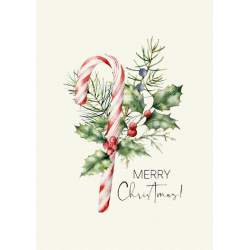 Merry Christmas con Candy Cane- Stampa su Tessuto Roberta De Marchi - 1