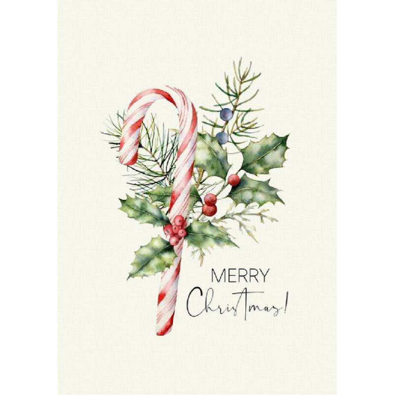 Merry Christmas con Candy Cane- Stampa su Tessuto Roberta De Marchi - 1