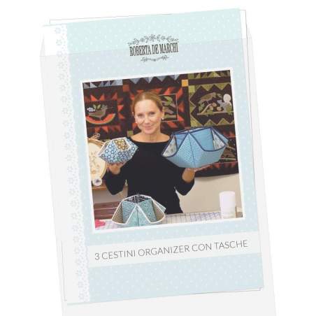 3 Cestini Organizer con Tasche - Cartamodello Stampato