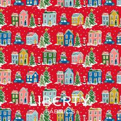 Deck the Halls Yuletide Cheer Holiday Village, Tessuto Rosso Villaggio di Natale - Liberty Fabrics Liberty Fabrics - 1