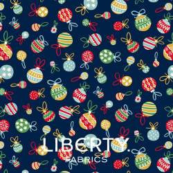 Deck the Halls Yuletide Cheer Tumbling Baubles, Tessuto Blu Palline di Natale - Liberty Fabrics Liberty Fabrics - 1