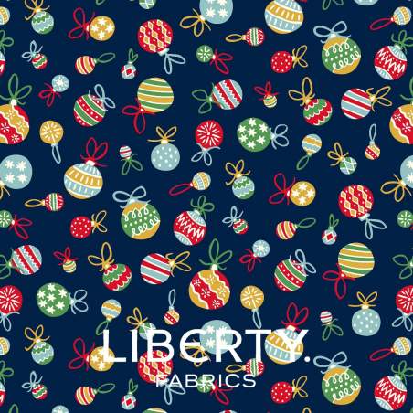 Deck the Halls Yuletide Cheer Tumbling Baubles, Tessuto Blu Palline di Natale - Liberty Fabrics Liberty Fabrics - 1