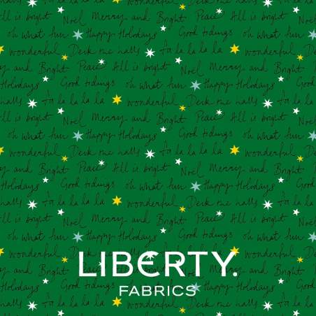 Deck the Halls Yuletide Cheer Well Wishes, Tessuto Verde Scritte di Natale - Liberty Fabrics Liberty Fabrics - 1