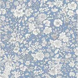 Emily Belle Brights Evening Sky, Tessuto Blu a fiori bianchi - Liberty Fabrics