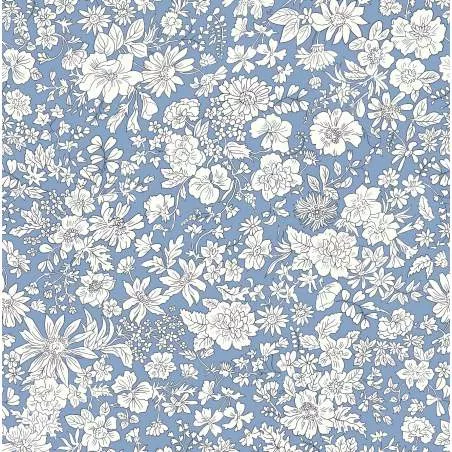 Emily Belle Brights Evening Sky, Tessuto Blu a fiori bianchi - Liberty Fabrics
