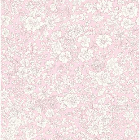 Emily Belle Neutrals Powder Rose, Tessuto Rosa Polvere tenue a fiori bianchi - Liberty Fabrics