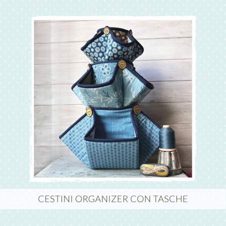 3 Cestini Organizer con Tasche - Cartamodello PDF