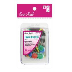 80 Spilli con Testa Piatta a Fiore da 0,6 x 48 mm con Cassettino - Flower Head Pins