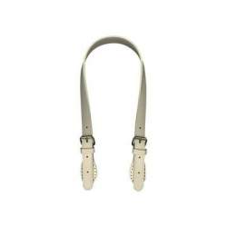 Manico per borse in pelle con fibbie - 62x1,8cm, colore Bianco , 2 Manici