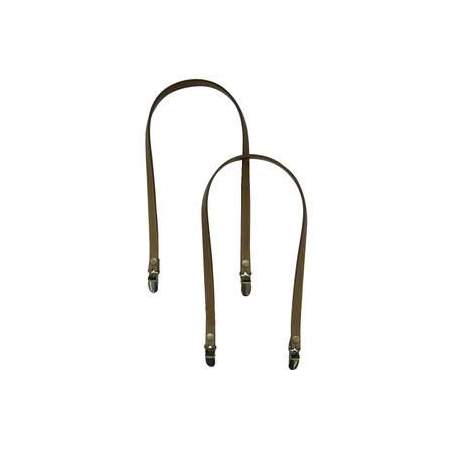 Manico per borse sottile in pelle con clip - 50 x 1cm, colore Marrone Chiaro, 2 Manici