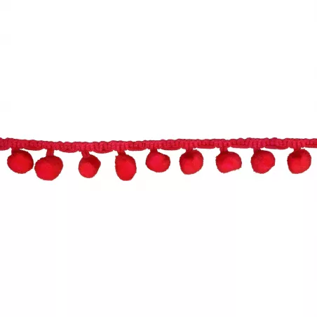 Simplicity, Nastro Pom Pom Rosso - Altezza 19 mm Lunghezza 1,2 mt