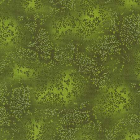 Robert Kaufman, Fusions Collection, OLIVE Tessuto verde con Rami Robert Kaufman - 1
