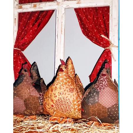 Drie dames Hen - Les trois cocottes - Cartamodello per realizzare tre galline di stoffa, by Bobbin