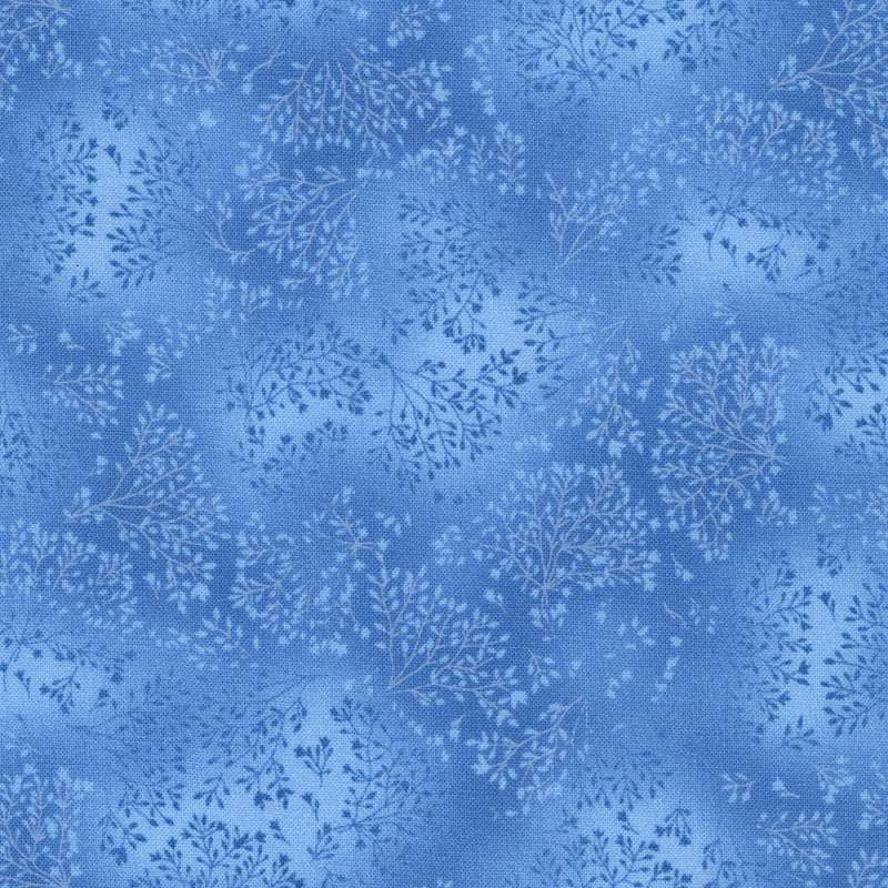 Fusions Blue Jay, Tessuto Azzurro Piume della Ghiandaia Sfumato con Rami Tono su Tono - Robert Kaufman Robert Kaufman - 1