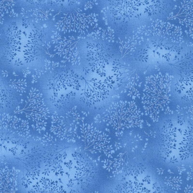Fusions Blue Jay, Tessuto Azzurro Piume della Ghiandaia Sfumato con Rami Tono su Tono - Robert Kaufman Robert Kaufman - 1