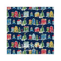Deck the Halls Yuletide Cheer Holiday Village, Tessuto Rosso Villaggio di Natale - Liberty Fabrics Liberty Fabrics - 1