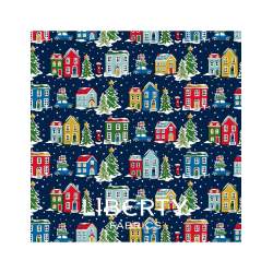 Deck the Halls Yuletide Cheer Holiday Village, Tessuto Rosso Villaggio di Natale - Liberty Fabrics Liberty Fabrics - 1