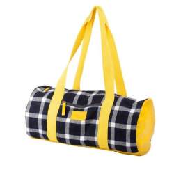 BOHIN- Borsa TRICOT- Porta lavoro per la maglia con motivo scozzese - Giallo e blu scuro