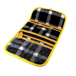 BOHIN- Portafoglio Kit da cucito con motivo scozzese - Blu navy e giallo