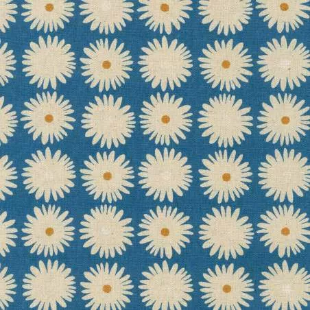 Sevenberry: Cotton Flax Prints Collection, Tessuto Blue, misto cotone e lino grezzo - Robert Kaufman