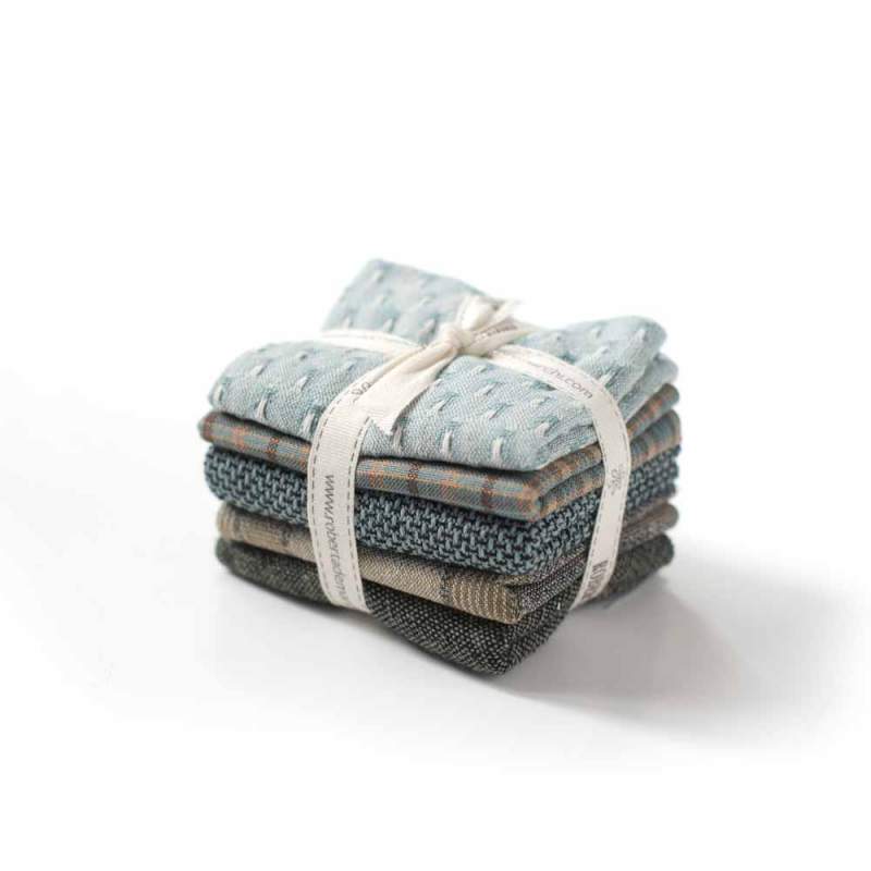 Pacchettino di 5 Tessuti Giapponesi 25 x 27 cm - Turchese e Azzurro Roberta De Marchi - 2