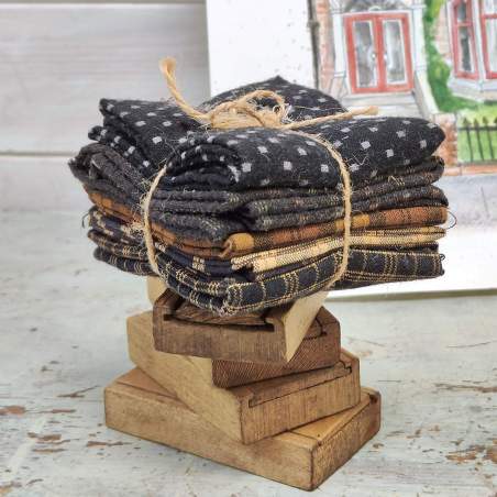 Pacchetto di 5 Tessuti Giapponesi 35 x 37 cm - Nero Marrone