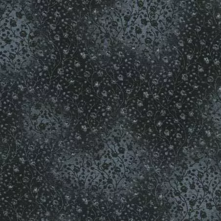 Fusions Black, Tessuto Nero Narciso Sfumato con Rami Tono su Tono - Robert Kaufman