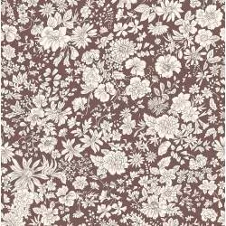 Emily Belle Jewel Tones Chocolate, Tessuto Cioccolato a fiori bianchi - Liberty Fabrics