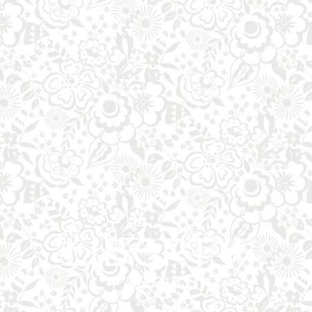 Lasenby Silhouette White Lindy Silhouette, Tessuto Bianco con grandi fiori tono su tono - Liberty Fabrics Liberty Fabrics - 1