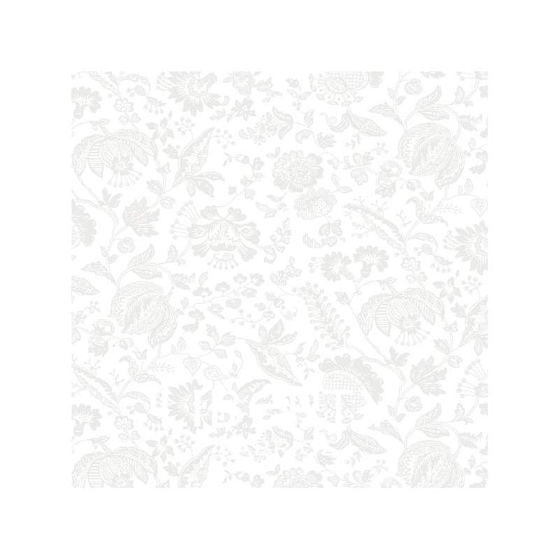 Lasenby Silhouette White Victoria Lace Floral, Tessuto Bianco con fiori e ramage tono su tono - Liberty Fabrics
