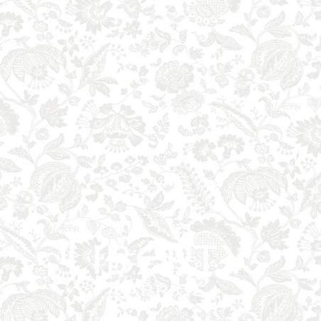 Lasenby Silhouette White Victoria Lace Floral, Tessuto Bianco con fiori e ramage tono su tono - Liberty Fabrics Liberty Fabrics 