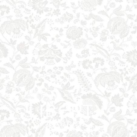 Lasenby Silhouette White Victoria Lace Floral, Tessuto Bianco con fiori e ramage tono su tono - Liberty Fabrics