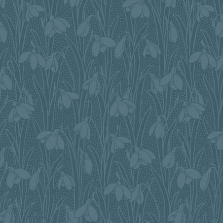 Snowdrop Spot Indigo Delphinium, Tessuto Blu Indigo con Bucaneve tono su tono  - Liberty Fabrics Liberty Fabrics - 1