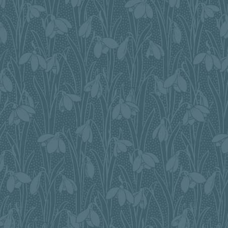 Snowdrop Spot Indigo Delphinium, Tessuto Blu Indigo con Bucaneve tono su tono - Liberty Fabrics