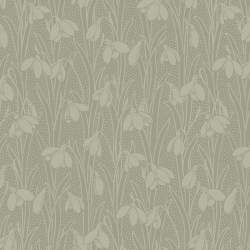 Snowdrop Spot Lichen, Tessuto Verde Lichene con Bucaneve tono su tono - Liberty Fabrics
